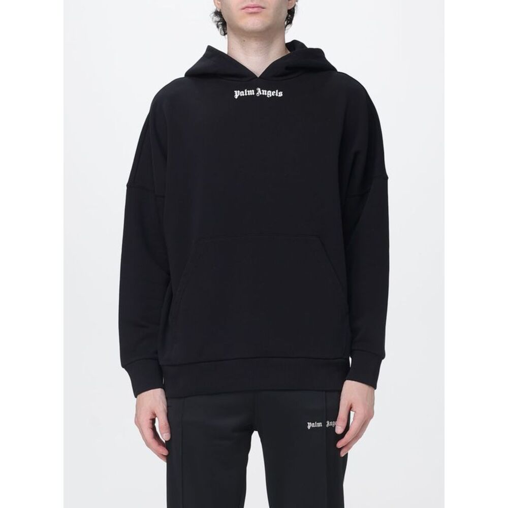Palm Angels Men Palm Angels Cotton Hoodie With Logo And Pouch Pocket